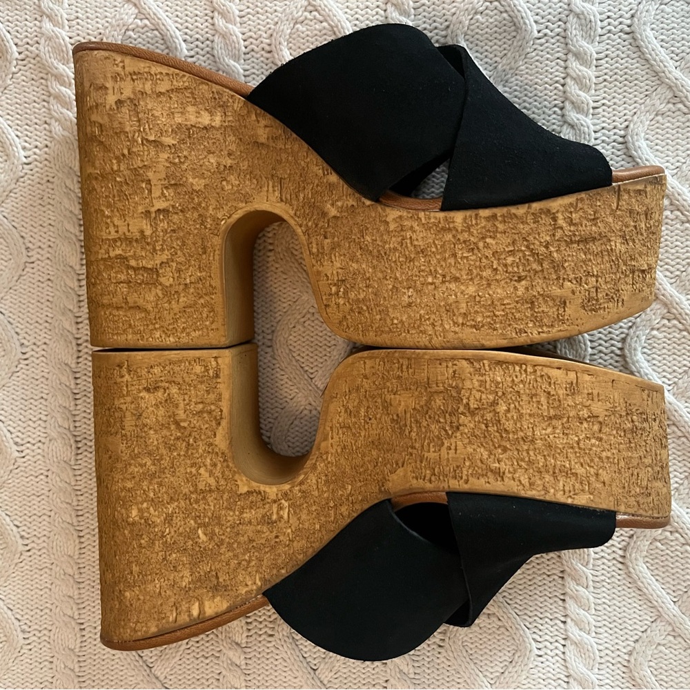 Steve Madden Black Saffron Suede Chunky Platform Sandal Various Sizes - Picture 11 of 15